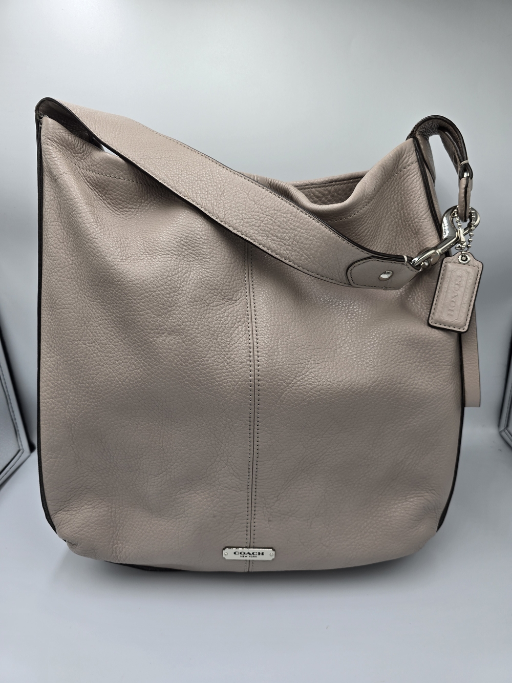 COACH F31287 Park Avery Beige Putty Pebbled Leather Large Hobo Shoulder Bag **